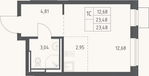 Планировка: Студия, 23,5 м²