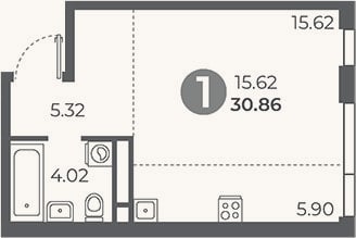 Планировка: Студия, 30,9 м²