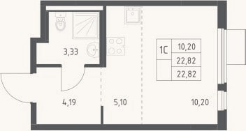 Планировка: Студия, 22,8 м²