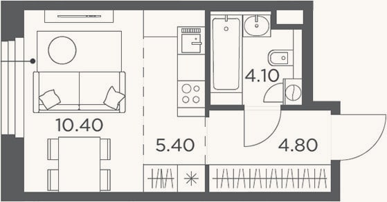 Планировка: Студия, 24,7 м²
