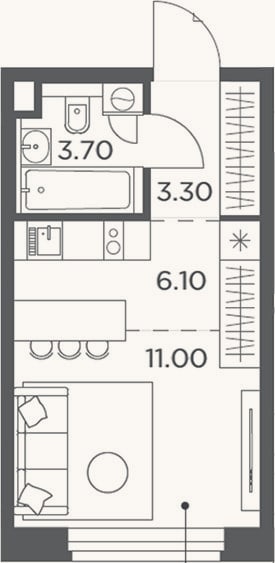 Планировка: Студия, 24,1 м²