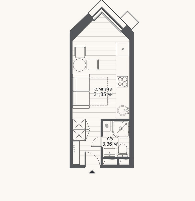 Планировка: Студия, 25,2 м²