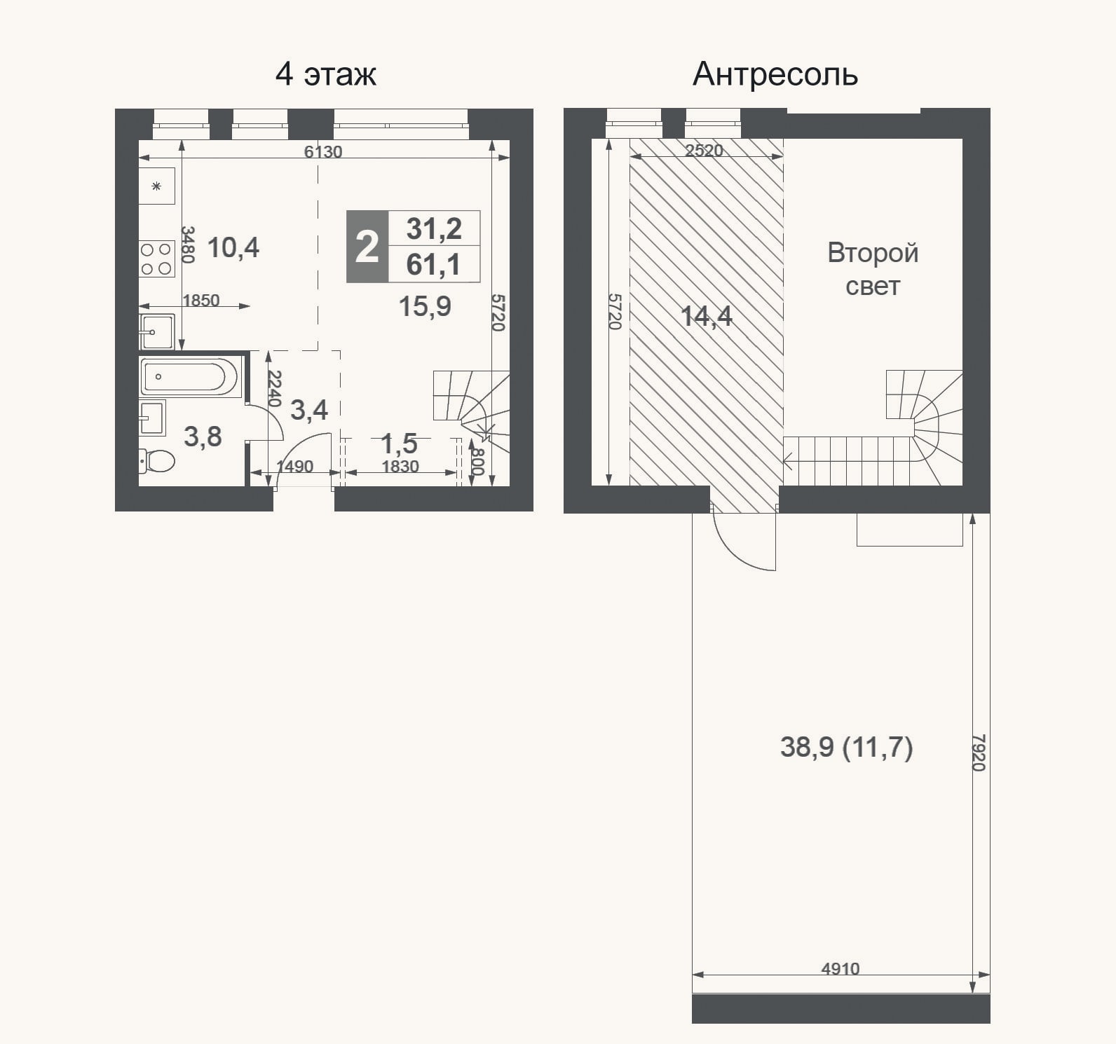 Планировка: Студия, 49,4 м²