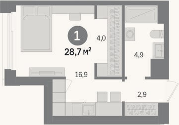 Планировка: Студия, 28,7 м²