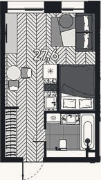 Планировка: Студия, 27,6 м²