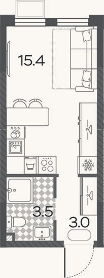 Планировка: Студия, 21,9 м²