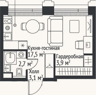 Планировка: Студия, 27,2 м²