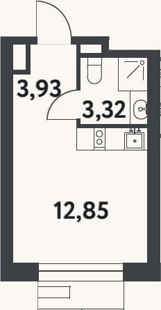 Планировка: Студия, 21,3 м²