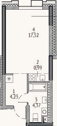 Планировка: Студия, 27,1 м²