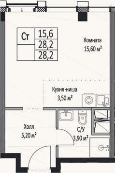 Планировка: Студия, 28,2 м²