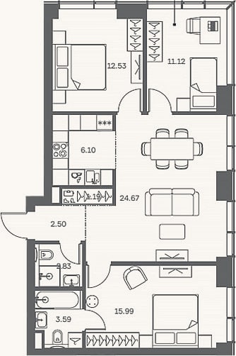 Планировка: 4+ к, 80,5 м²