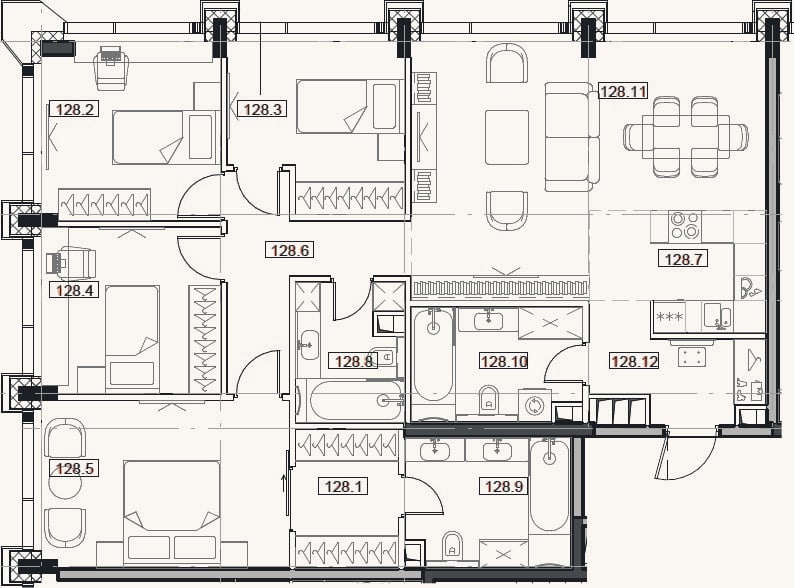 Планировка: 4+ к, 114,6 м²