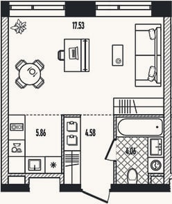 Планировка: Студия, 32 м²