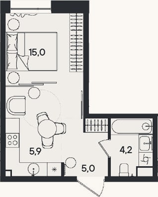 Планировка: Студия, 30,1 м²
