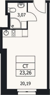 Планировка: Студия, 23,3 м²