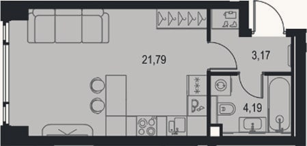 Планировка: Студия, 29,2 м²