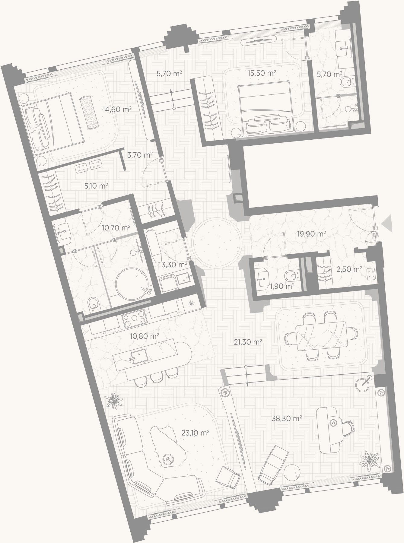 Планировка: 3-к, 182,1 м²