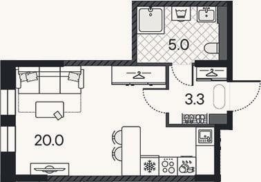 Планировка: Студия, 28,3 м²