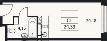 Планировка: Студия, 24,3 м²