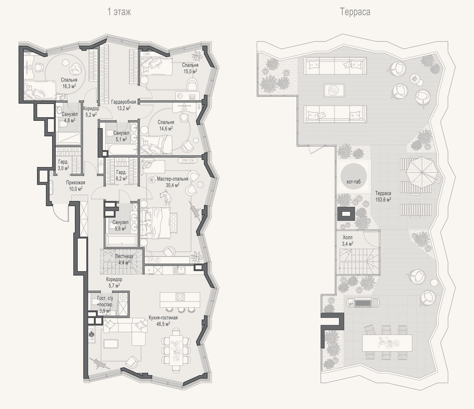 Планировка: 4+ к, 190,3 м²
