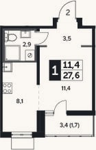 Планировка: Студия, 25,9 м²