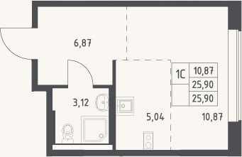 Планировка: Студия, 25,9 м²