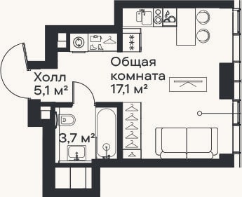 Планировка: Студия, 25,9 м²