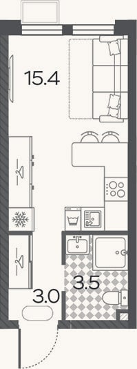 Планировка: Студия, 21,9 м²