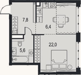 Планировка: Студия, 41,8 м²