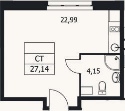 Планировка: Студия, 27,1 м²