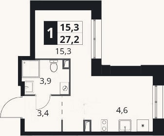 Планировка: Студия, 27,2 м²