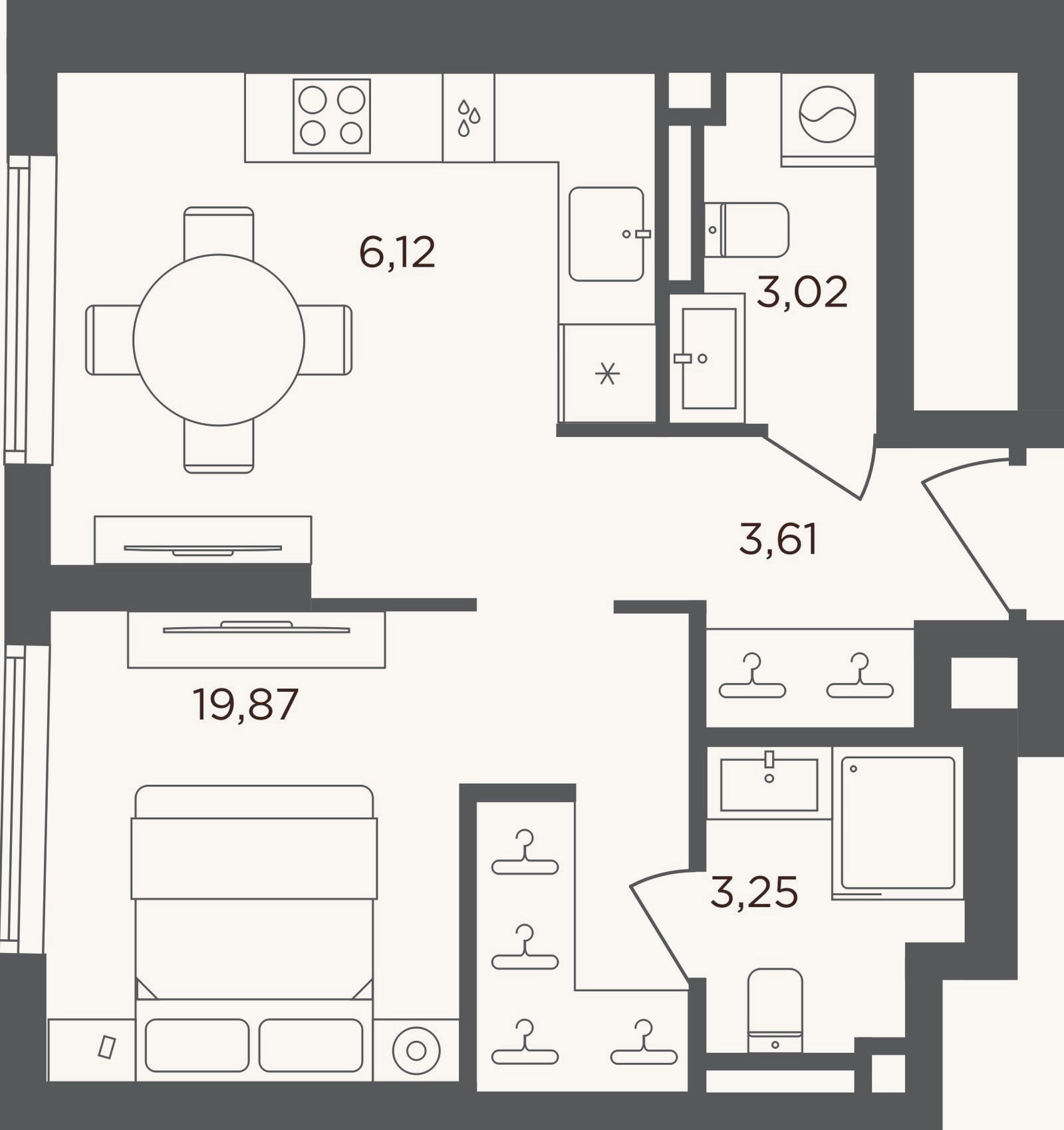Планировка: Студия, 35,9 м²