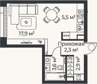 Планировка: Студия, 32,2 м²
