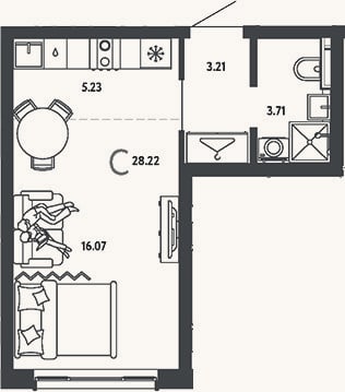 Планировка: Студия, 28,2 м²