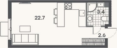 Планировка: Студия, 28,7 м²