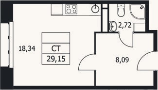 Планировка: Студия, 29,2 м²