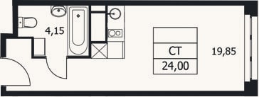 Планировка: Студия, 24 м²