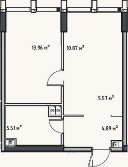 Планировка: 2-к, 40,8 м²