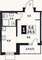Планировка: Студия, 22,8 м²