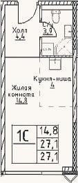 Планировка: Студия, 27,1 м²