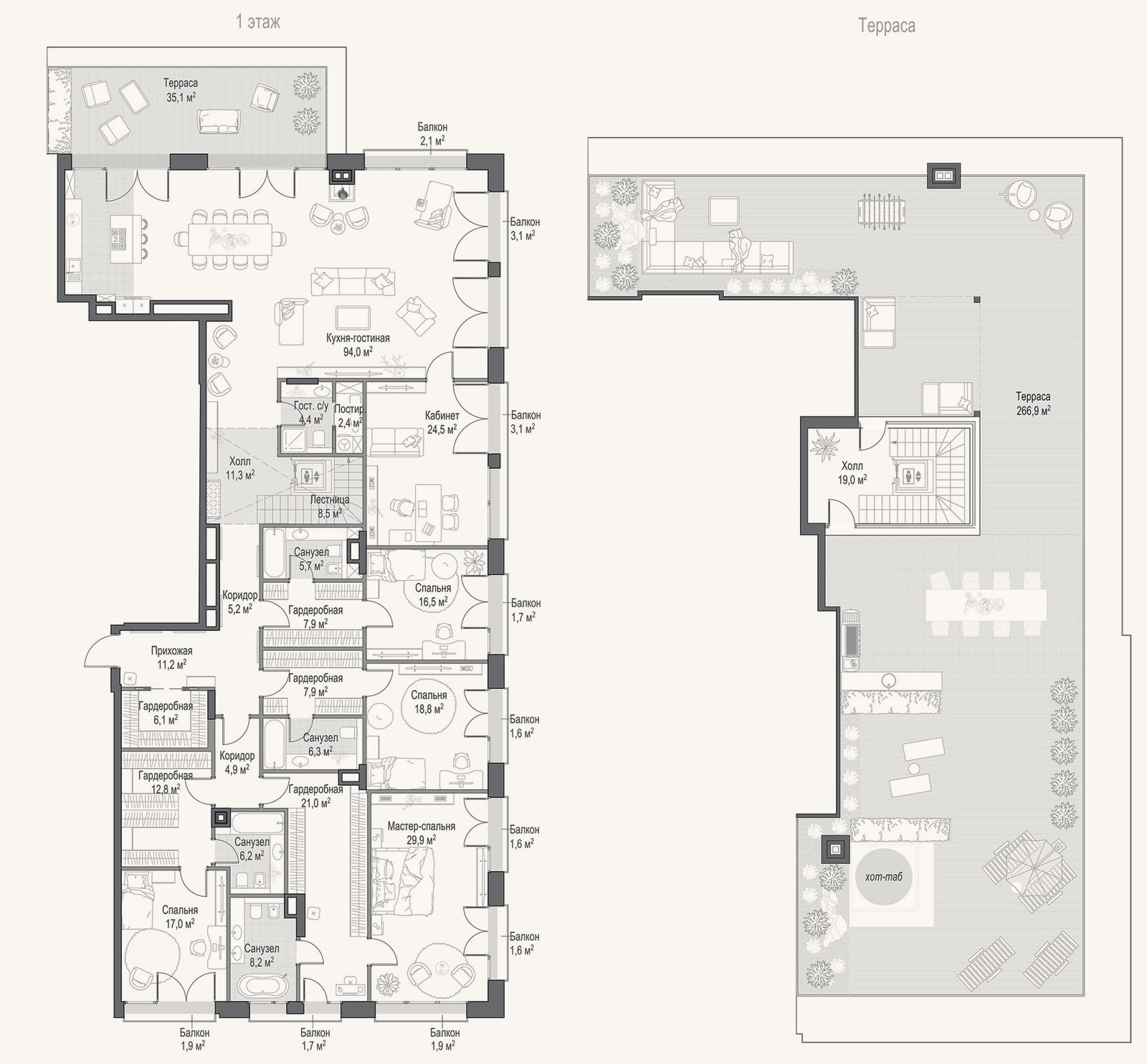 Планировка: 4+ к, 349 м²
