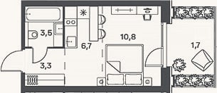 Планировка: Студия, 24,3 м²