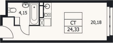 Планировка: Студия, 24,3 м²