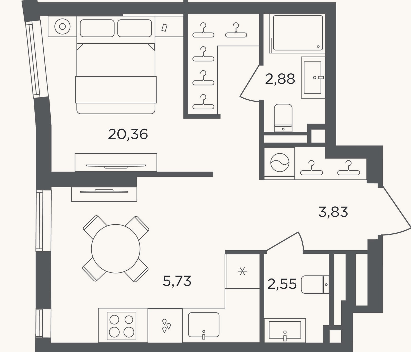 Планировка: Студия, 35,4 м²