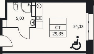 Планировка: Студия, 29,4 м²