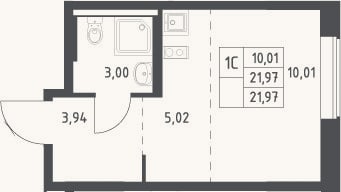 Планировка: Студия, 22 м²