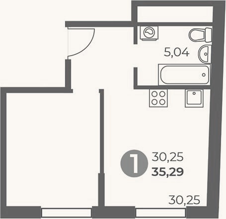 Планировка: Студия, 35,3 м²