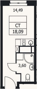 Планировка: Студия, 18,1 м²