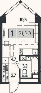 Планировка: Студия, 21,2 м²