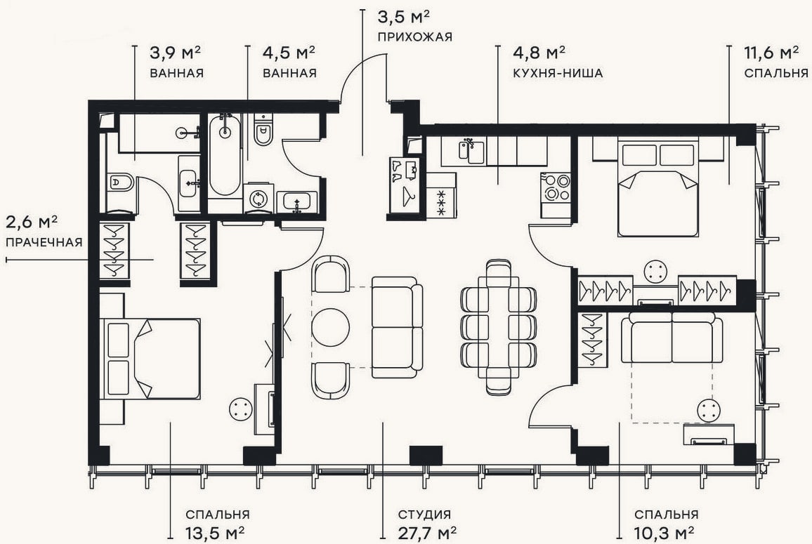 Планировка: 4+ к, 82,4 м²
